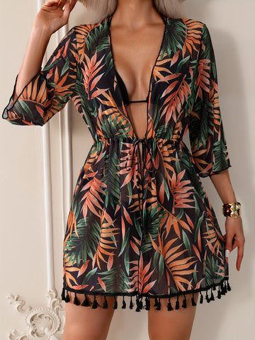 Saída de Praia Kimono Elegance – Estilo de Vestido, Elegância à Beira-Mar!