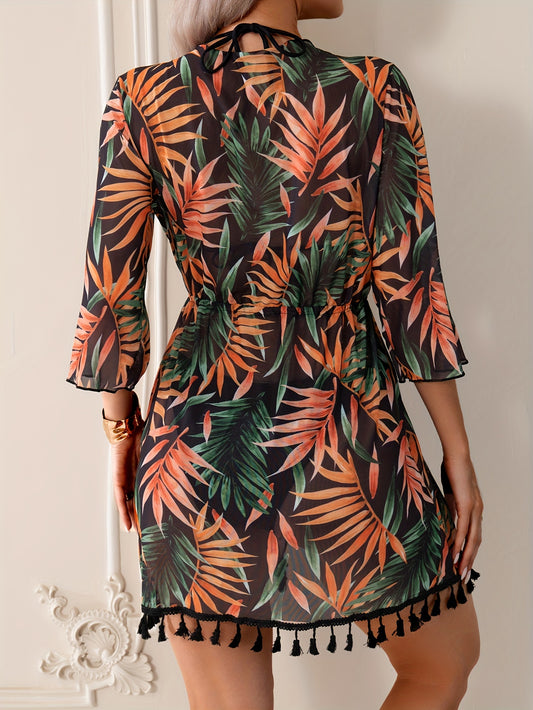 Saída de Praia Kimono Elegance – Estilo de Vestido, Elegância à Beira-Mar!